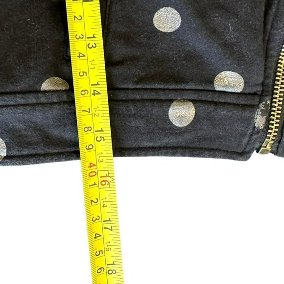 Kate‎ Spade Black Gold Polka Dot Fur Collar Cropped Moto Jacket Girls 12 - Picture 5 of 5
